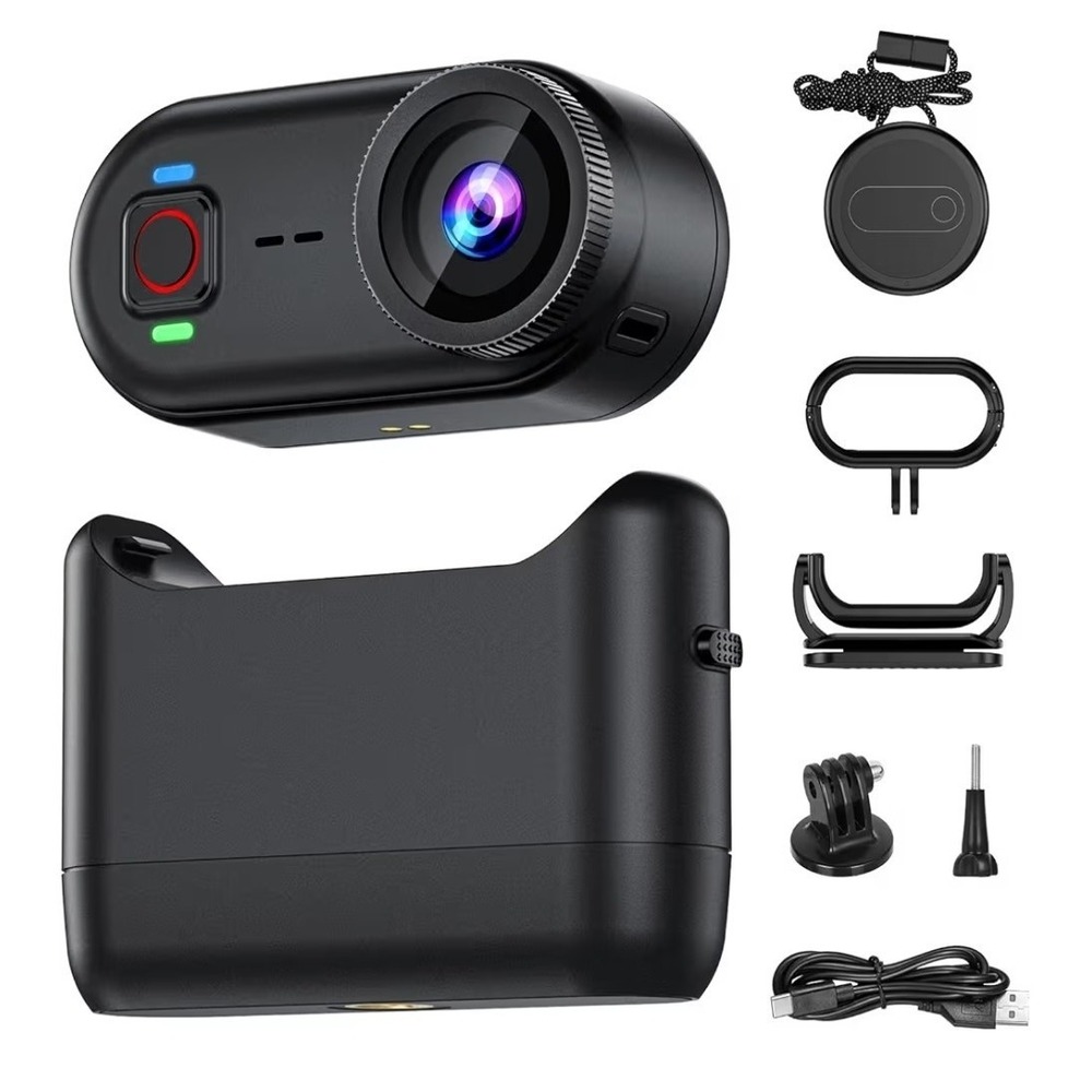 4K Thumb Action Camera WiFi Wearable POV Cam + Charging Action Pod 64GB Vlogging